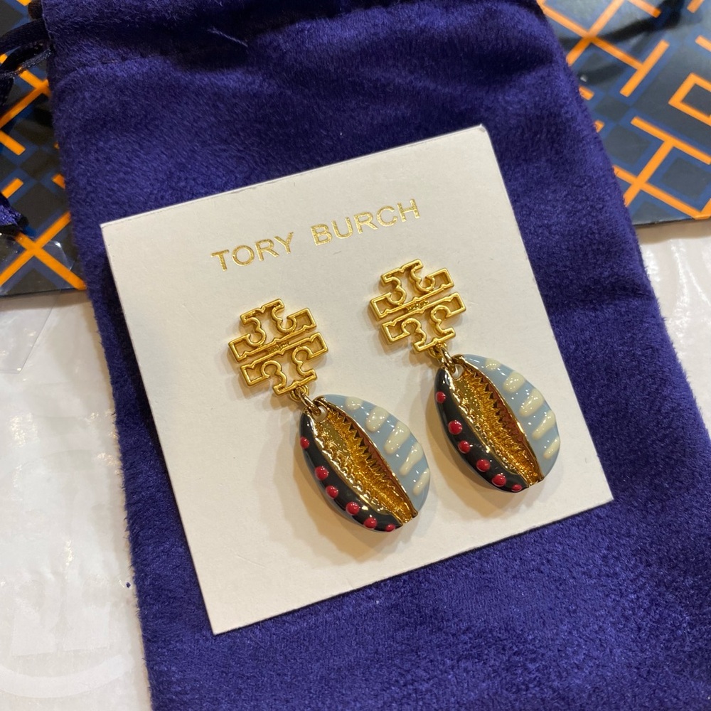 NWT! Tory Burch Shell Drop Earrings